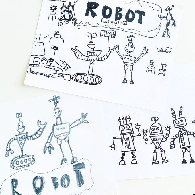 Build your own robot with this roll-the-dice game! Free art classes @studio80design!