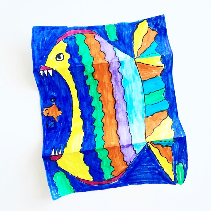 We made surprise fish drawings today! Free art classes @studio80deisgn